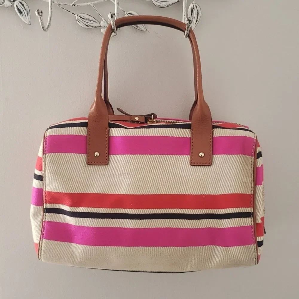 Kate Spade Oak Island Kaleigh Stripe Satchel Tote Handbag Purse Preppy Duffel